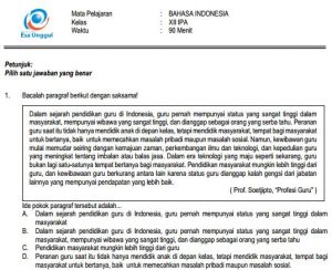 Prediksi soal UN SMA Bahasa Indonesia Paket B IPA IPS dan kunci jawaban pembahasan