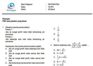 Prediksi soal UN SMA Matematika IPA Paket B