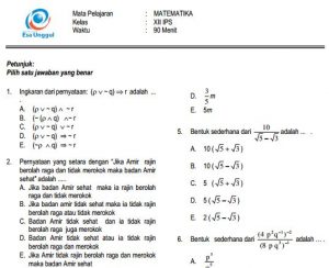 Download Prediksi soal UN SMA Matematika IPS Paket A Terbaru