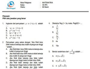 Prediksi soal UN SMA Matematika IPS Paket B