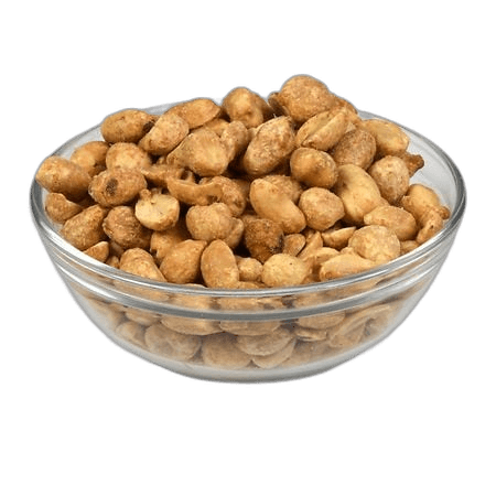 Dry Roasted Peanuts In Glass Bowl