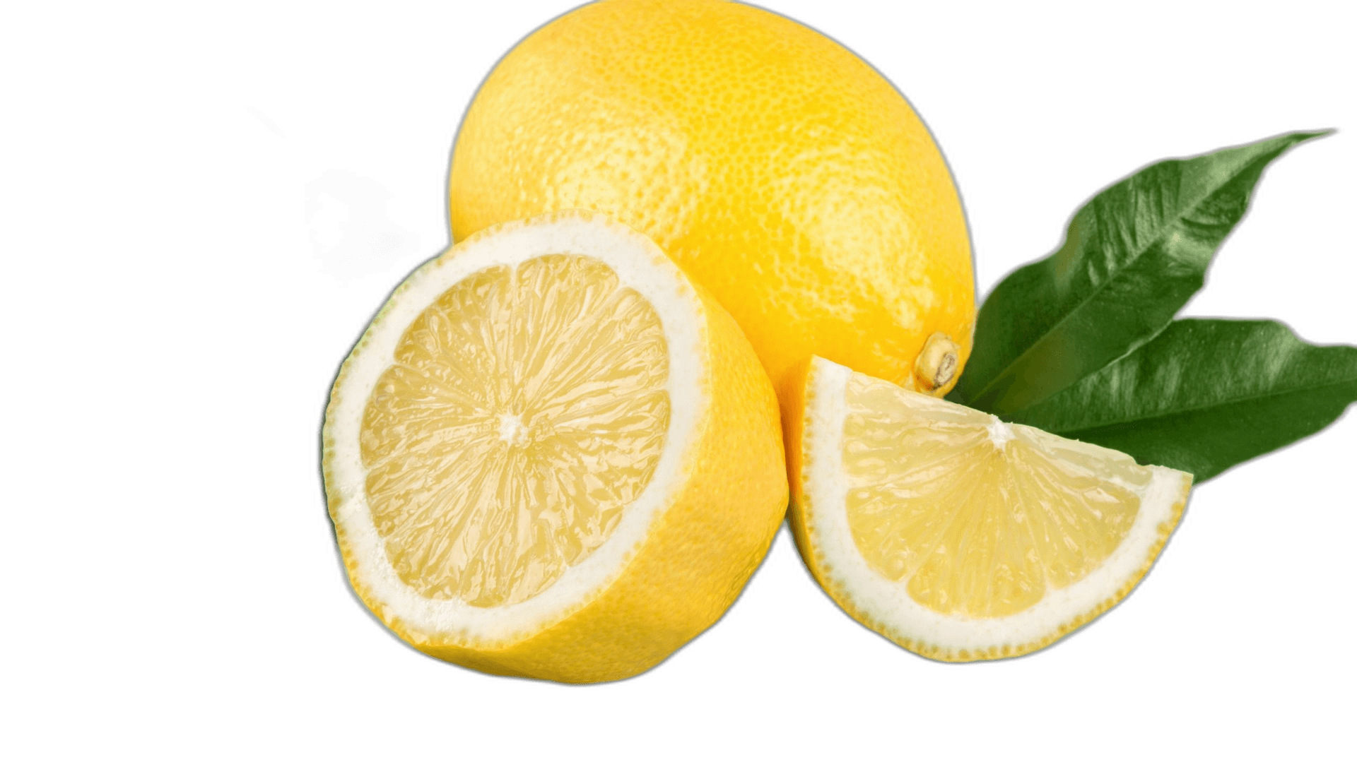 Sliced Lemon Fruit With Leaves