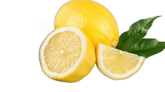Sliced Lemon Fruit With Leaves