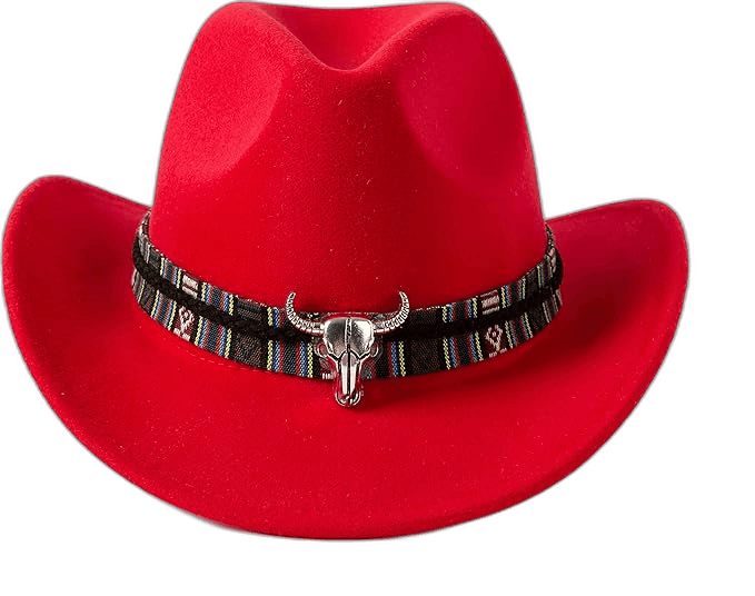 Red Cowgirl Hat With Wide Belt