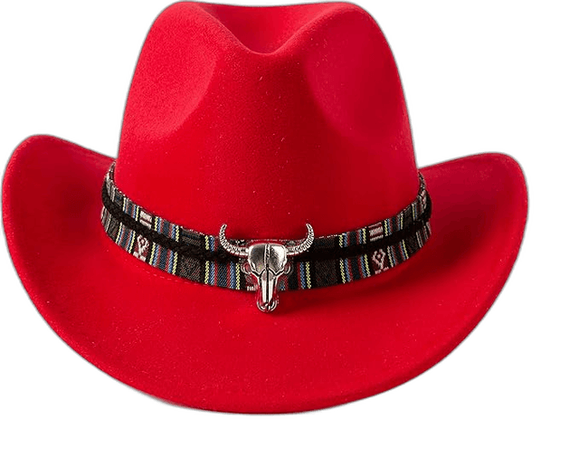 Red Cowgirl Hat With Wide Belt