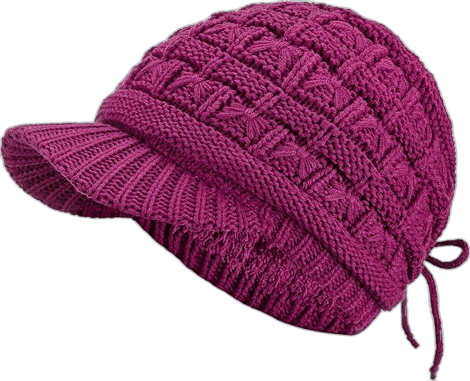 Magenta Winter Cabbie Cap For Women