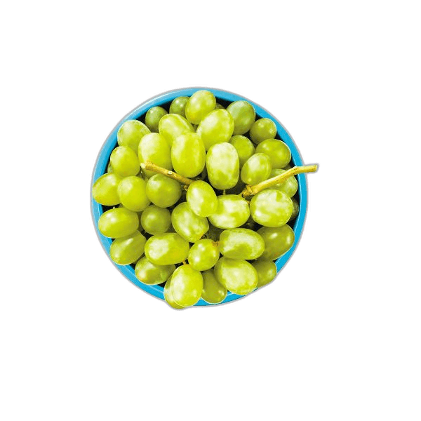 Natural Green Grapes Fruit In Blue Bowl