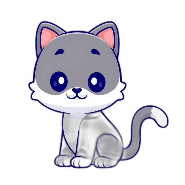 Cute Grey Cat Character Illustration